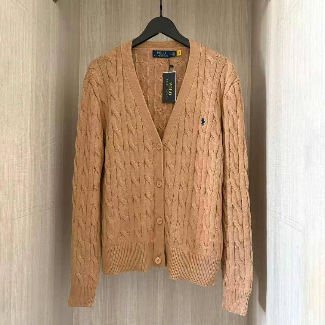 P230 RALPH LAUREN Ten-color small label embroidered lapel long-sleeved knitted sweater men's and women's couple tops Color: white, black, navy blue (red label), gray, pink, red, khaki, blue, yellow, navy blue (white label) Size: S M L XL Material: cotton Weight: 720g